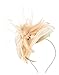 AM CLOTHES Womens Elegant Feather with Netting Mesh Fascinator (Khaki)