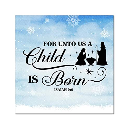 Tableau bois For Unto Us A Child Is Born à offrir pour Noël