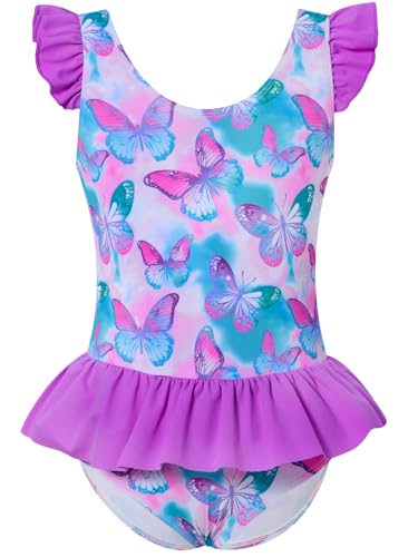 Image of Vieille Toddler Little Girls One Piece Swimsuits Ruffles Bathing Suits Mermaid Dinosaur Swimwear 2-7T