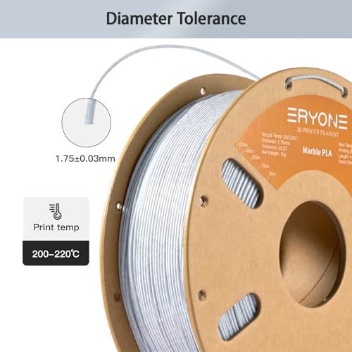 Image of ERYONE Marble PLA Filament 3D Printer Filament 1.75mm + /- 0.03mm Fits for Most FDM 3D Printers, 1KG Cardboard Spool(2.2LBS), Marble