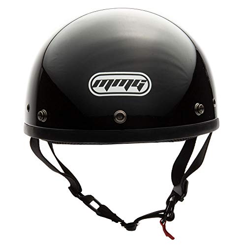 Mmg Half Helmet Classic Open Face Design Dot Goggles Included - Glossy Black, Xlarge #TOP7