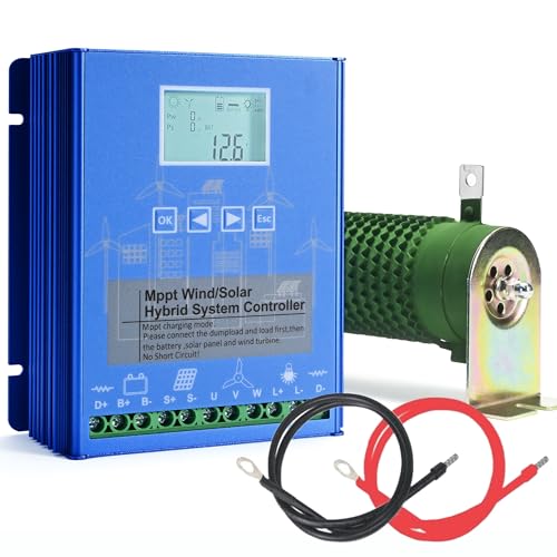 Wind Solar Hybrid Charge Controller, 1400W Wind and Solar Charge Controller, Auto 12V/24V Battery...