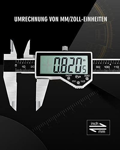 Digital Caliper, ENGiNDOT DC04 IP54 Waterproof Caliper, 150mm Stainless Steel Dustproof Digital Display Caliper, Inch, Millimeter, Fraction, Caliper Digital with LCD Display