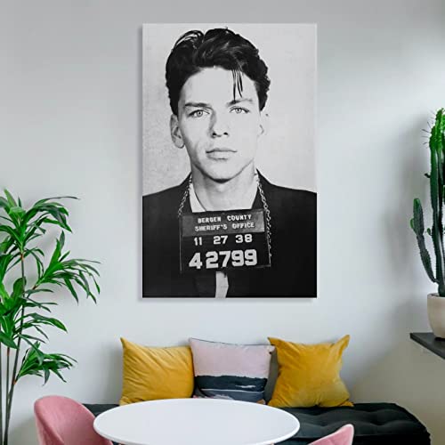 Posters Frank Sinatra Mugshot Black And White Man Portrait Wall Art Vintage Poster Canvas Prints Pictures For Living Room Bedroom Decor 20X30Inch(50X75Cm) Frame-Style #TOP5