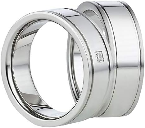 Jewellery Depot Wedding Rings Partner Rings Engagement Rings Stainless Steel with Zirconia + Engraving Proposal Rings Wedding Rings