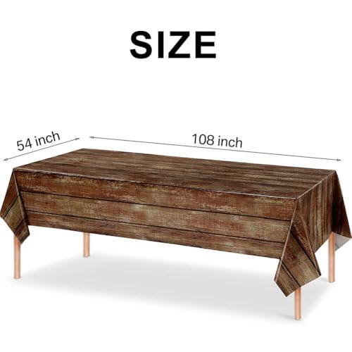 Image of 2 Pack Christmas Plastic Tablecloths Plastic Table Covers Disposable Table Cloths BBQ Picnic Birthday Wedding Party Waterproof Tablecloth Dark Wood Grain TableCovers 54 x 108 in