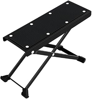 EastRock Guitar Footstool,Adjustable Metal Guitar Footrest with Anti-Slip Rubber Pad,Foldable Guitar Foot Stand for Classical/Acoustic/Electric Guitar