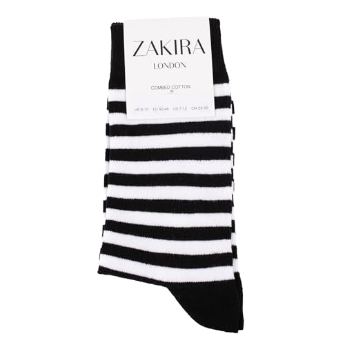 ZAKIRA Finest Combed Cotton Striped Dress Socks for Men, Women - 5 Pack4