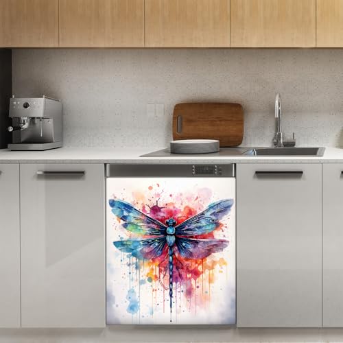 Funda magnética lavavajillas Mexpekil libélula panel decorativo reutilizable de 53 x 66 cm 3