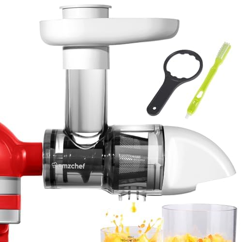 Masticating Juicer Attachment for KitchenAid All Models Stand Mixers, AMZCHEF Masticating Juicer, Slow Juicer Attachment for All Kitchen Aid Mixers, Cold Press Juicer Parts (Ivoy white)