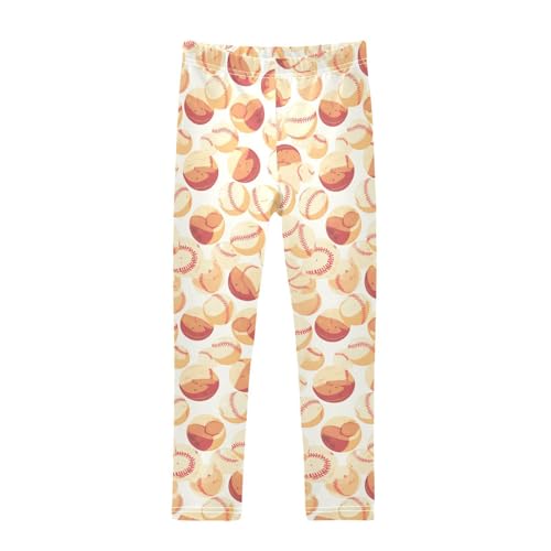 Baseball Pattern Kids Baby Girls Cotton Pants Stretch High Waisted Athleisure Pants Running