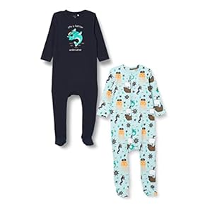 Name It NBMOCEAN 2P Nightsuit W/F Grenouillère, Pastel Turquoise, 2 Mois Bébé garçon