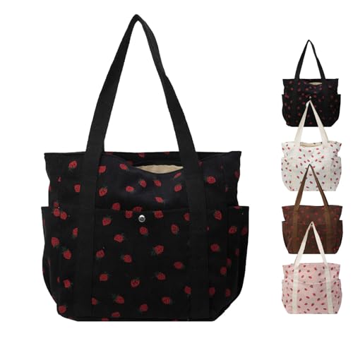 Sac cabas fraises en velours côtelé le fourre-tout idéal de la plage au travail