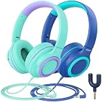Casque pour enfants iClever 2Pack avec répartiteur de partage - Volume limité à 85dBA - HS22 écouteurs filaires pour enfants et adolescents, écouteurs stéréo pliables sans enchevêtrement 3,5 mm pour l'école/tablette/voyage