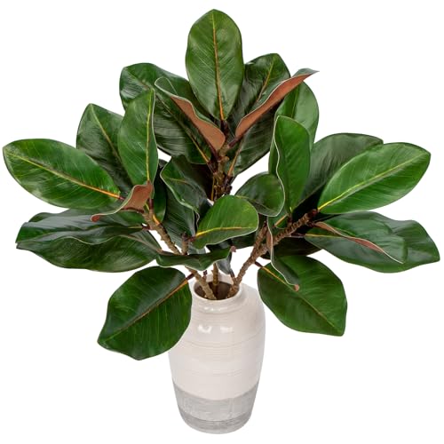 Briful Faux Magnolia Branches 22 Inches Artificial Magnolia Leaves Stems Real Touch Faux Greenery...
