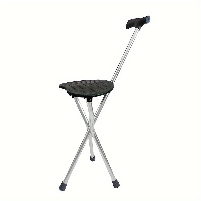 Walking Canes Folding Chair (Height 34.2", Non-Adjustable), Foldable Walking with Seat for Adults, Travel Folding for Women, Aluminum for Men Black