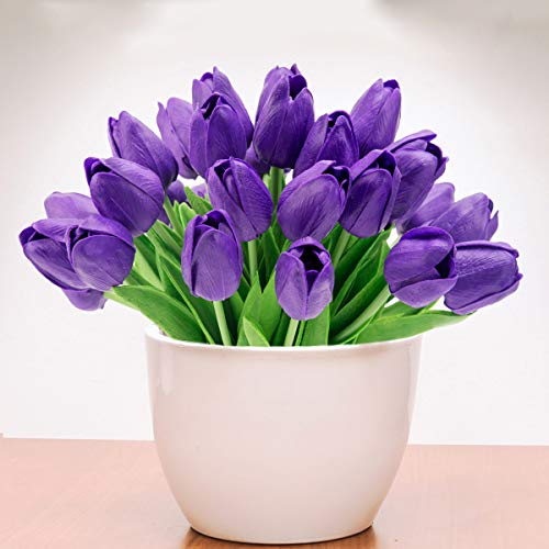 Miniflores de Tulipa artificial BOMAROLAN Holanda falsa de toque real 24 peças para decoração de cas