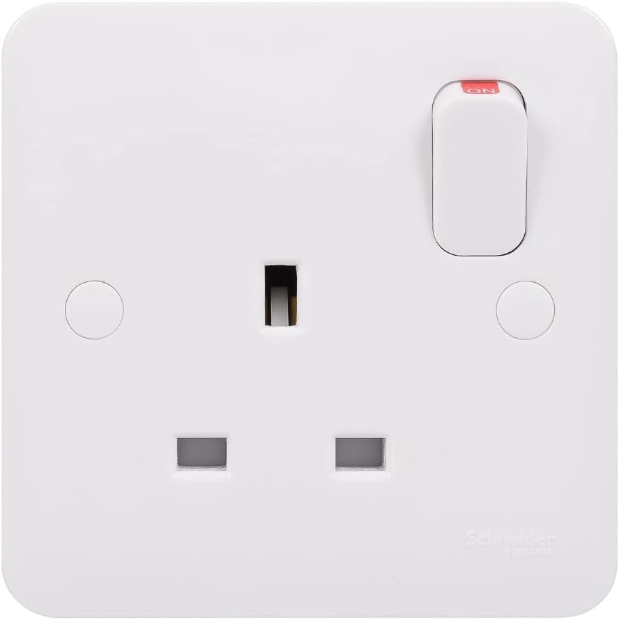 Lisse White Moulde, Switched Single Power Socket, 13A, Single Pole, GGBL3010S, White