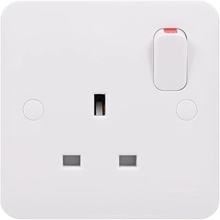 Lisse White Moulde, Switched Single Power Socket, 13A, Single Pole, GGBL3010S, White