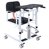 Patient Lift Transfer Chair for Home,Portable 4 in 1 Patient Lift Wheelchair 180° Split Seat, Toilet Transfer Chair W/Cushion Hydraulic Lifting Nursing Car for Elderly