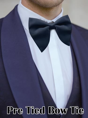 Image of Luckyvestir Oversized Bow Ties for Men, Pre Tied Clip on Men's Black Bowtie for Wedding Tuxedo Banquets Formal Wear