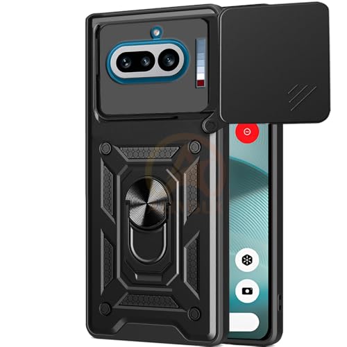 Image of Armor Bumper Back Cover Case for Nothing Phone 4A 5G | Rotating Camera Cover, Ring Holder & Kickstand | Heavy Duty & 360 Degree Protection Nothing Phone 4A 5G Back Cover (Black)