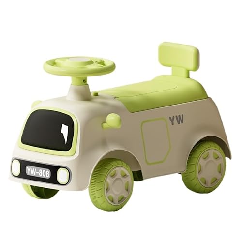 タンブルバイク トレーラー付き乗用プッシュカー 室内・屋外用 子供用 乗用玩具 シート下収納 ライト付き 音楽付き スイングバイク(Green,No Trailer)