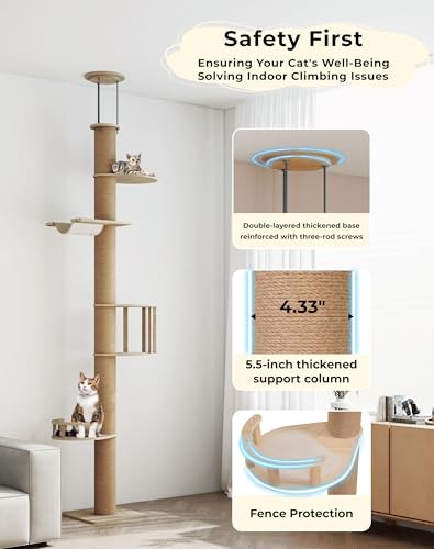 Árbol para gatos de suelo a techo COZIWOW con rascador miniatura 3