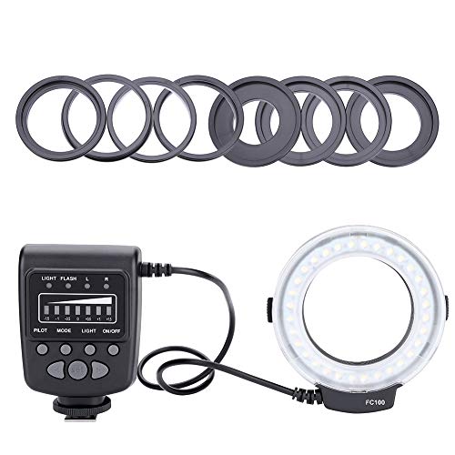 MXGZ Luz de Flash Anular con Pantalla LCD, Flash Anular de Cámara, Accesorio de Cámara de Ahorro de Energía para Amantes de la Fotografía