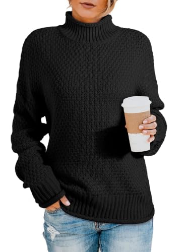 Image of Dokotoo Womens Sweaters Turtleneck Cable Knit Chunky Pullover Fall Outfits