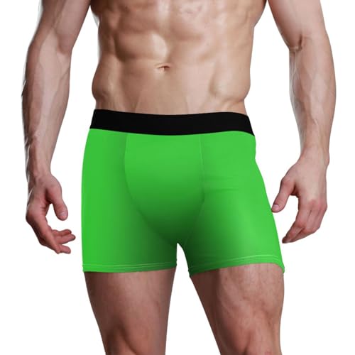 Men's Boxer Briefs Stretch Fit Underwear Lime Green Solid 253