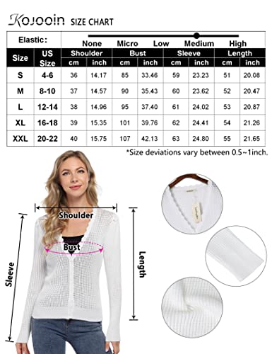 Kojooin Cardigan Sweater For Women Long Sleeve Shrug Button Down Open Front Knit Bolero Lightweight White Cropped Cardigans #TOP5