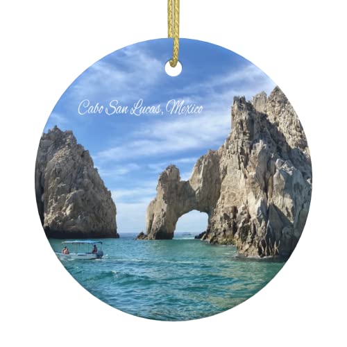Cabo San Lucas Mexico Ornament, 3" Ceramic Double Sided Christmas Ornament City Travel Souvenir, Round Hanging Pendant Ornaments, Gifts for Xmas Holidays, Travel Memorable Ornaments for Home Decor