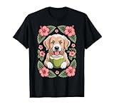 Cute Golden Retriever, Fun Coconut and Hibiscus Puppy T-Shirt