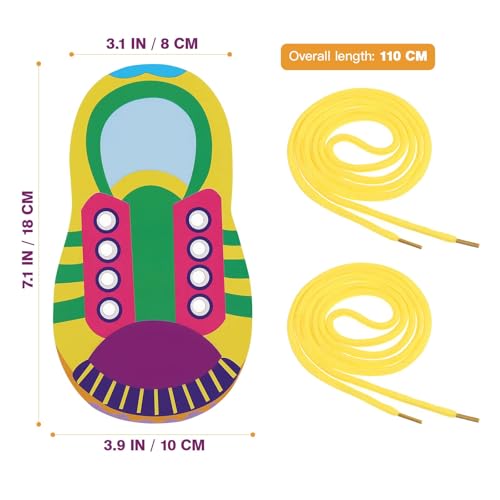 Image of LUOZZY 10 Sets Shoe Trying Practice for Kids Shoelace Threading Teaching Toys Learn to Tie Shoelaces Toy Fine Motor Skills Toy Threading Game for Kids, Random Color (Pack of 2)