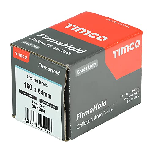 TIMCO FirmaHold Straight Brad and Gas - 16 x 64 - Galvanised - Box of 2000