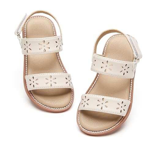 Image of PHIRAMIN Toddler Girl Sandals - Flower Girl Dress Shoes Open Toe Little Kid Flats