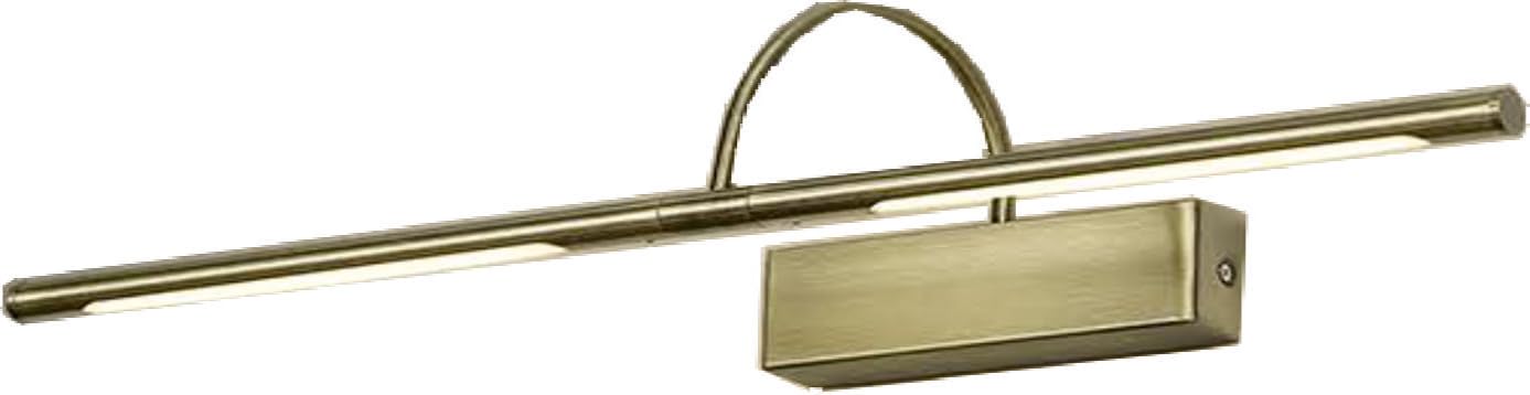 Aplique LED de pared para iluminar cuadros, espejos, 10W, luz cálida 3000K, bronce antiguo, articulado. Doble pantalla,74cm