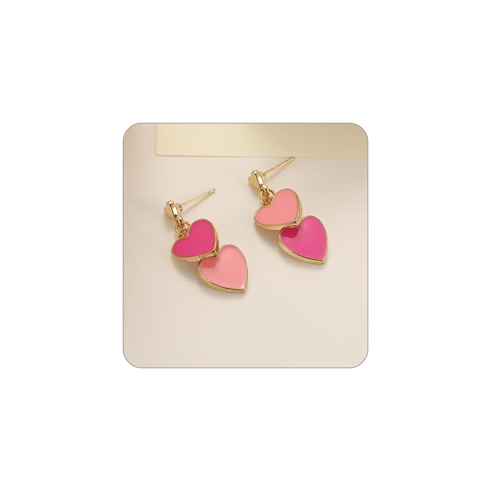 Yeraeve Pink Earrings for Women Girls, Trendy Pink Heart Hypoallergenic Drop Dangle Earrings Cute Double Love Heart Pendant Stud Earring Holiday Jewelry Gifts, Zinc, No Gemstone (B0CN151DG4) Amazon Price History, Amazon Price Tracker