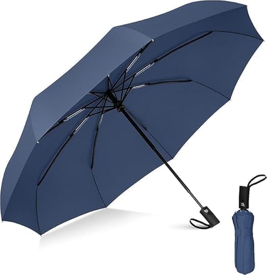 Travel Umbrella Compact - Windproof Small Umbrellas for Rain with 9 Reinforced Fiberglass Ribs, Auto Open Close Folding Portable Umbrella for Backpack, UV Sun Protection, Navy Blue-image-31