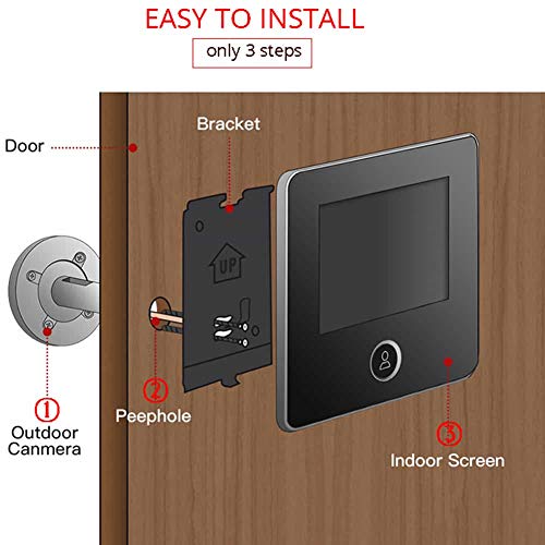 Digitsea Video Door Viewer 1200Mah Build-In Lithium Battery Peephole Viewer Build-In Cyclic Storage Door Camera Outdoor Security Cam Door 3" Lcd Screen 1Mp Camera #TOP4