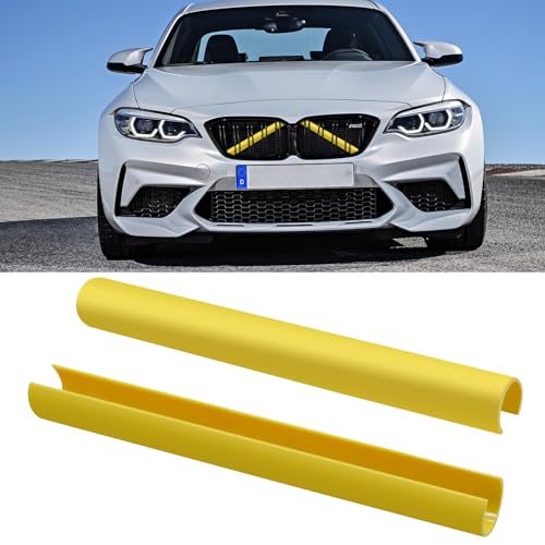 Image of Jaronx Compatible with BMW V Brace Cover, Front Grill Inserts V Bar Brace Trim Covers Compatible with BMW for 1'F20 F21 /2'F22 F23 /3'F30 F31 F34 /4'F32 F33 F36 /5' G30 G31 /6'G32 /7'G11 G12 /8'G14 (Yellow)