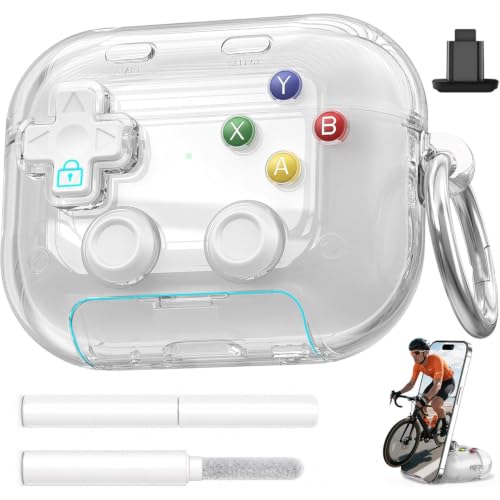 Étui AirPods Pro 2 transparent en silicone rigide avec support flip stand et stylo de nettoyage