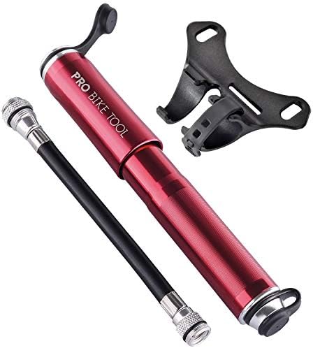 Pro Bike Tool Mini Road Bike Pump for Mountain and BMX Bicycle Tires , 7.3-Inches , Red