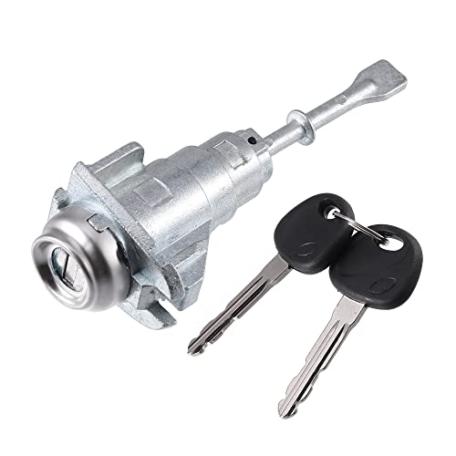 Hihaha 81970-2Ha00 / Front Driver Side/Power Door Lock Cylinder With 2 Keys For Hyundai Elantra 2006-2010 / Left Side Door Lock Set Tumbler Lh/Metal / 1 Set/Silver Tone #TOP3