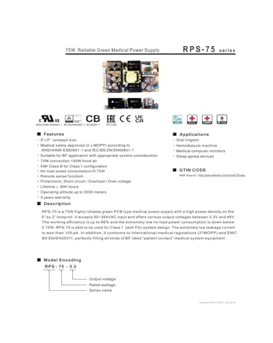 Alimentation RPS-75-24 solution contre les pannes de tension 24V