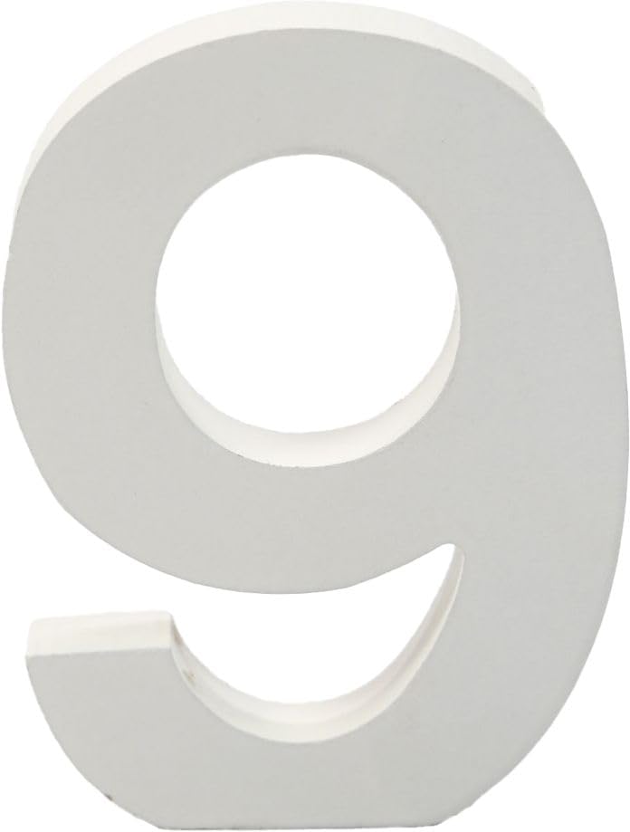 6 Inch White Decorative Wooden Letters and Numbers (9)