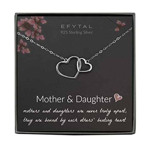 EFYTAL Daughter Gifts from Mom, Mother Daughter Heart Necklace for Women, Confirmation & Graduation Gifts