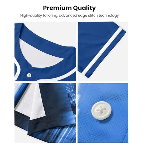 Baseball City Night Skyline Jersey Shirt Printing Apparel para hombres fans XL Azul miniatura 5