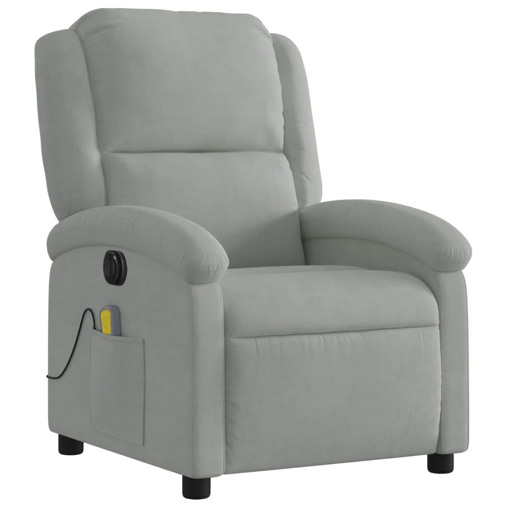Poltrona Elettrica Massaggi Reclinabile Grigio Chiaro Velluto,Poltrona Massaggio,Poltrona Massaggio Professionale,Poltrona Massaggio Relax-3204289